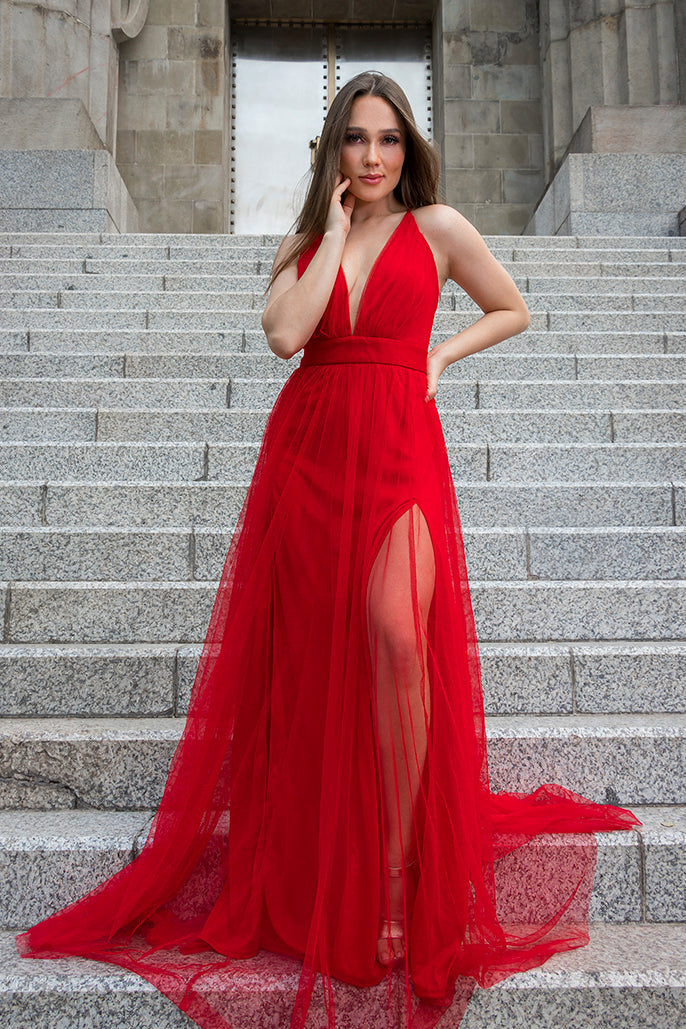 Vestidos Rojos Vestidos De Noche Con Tul Noche Vestidos Rojos