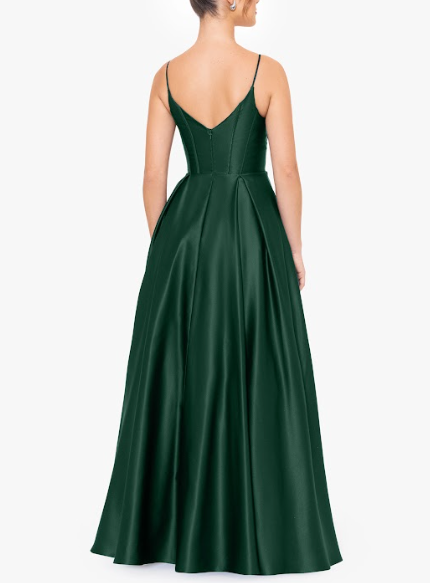 Vestido de noche carol hunter verde esmeralda satín