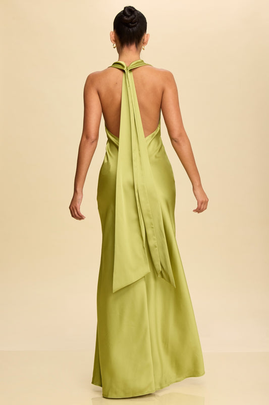 Vestido de fiesta Darían verde lima satin