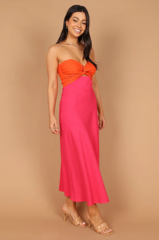 VESTIDO DELIA FIUSHA Y NARANJA