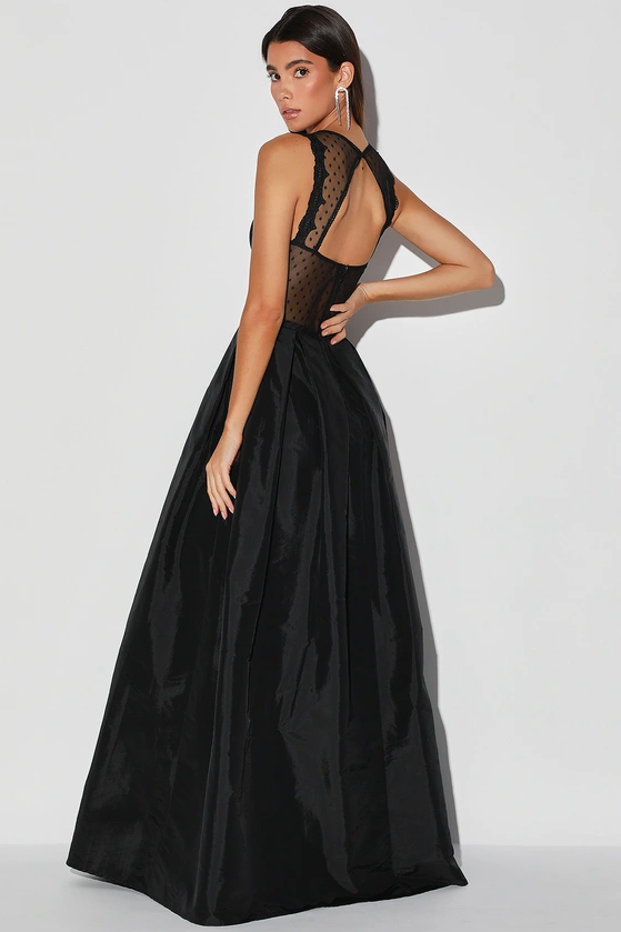 VESTIDO HALIA NEGRO CON TRASPARENCIAS