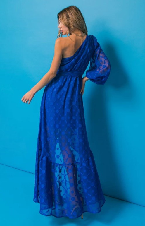 VESTIDO LUA AZUL DE TEJIDO CON VOLANTES