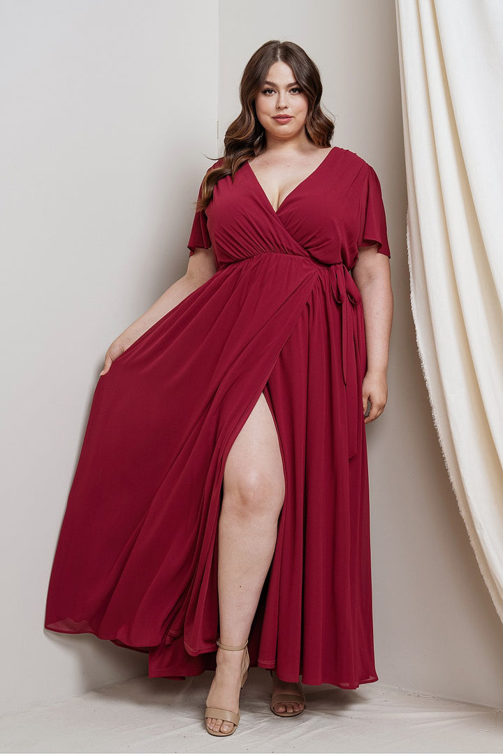 Vestido de noche Tori wine curvy renta