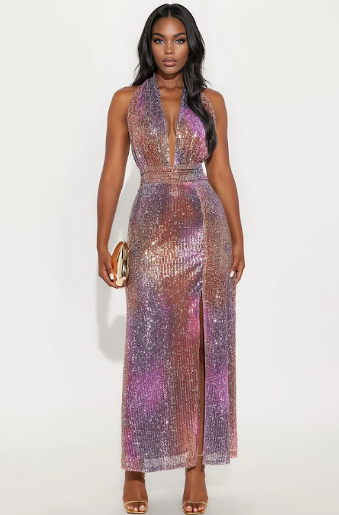 Vestido de fiesta Amatista multicolor tornasol