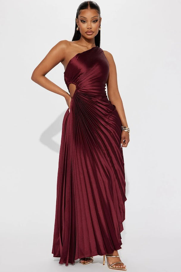 Vestido de fiesta Junko vino plisado