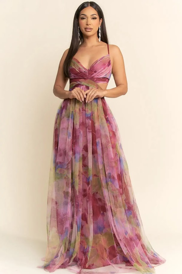 Vestido de fiesta Clara Borgoña multicolor