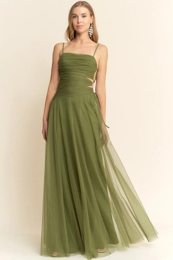 Vestido de fiesta Niza olivo tul Renta