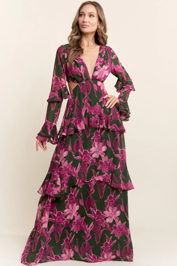 Vestido de fiesta Toledo fresco multicolor manga larga