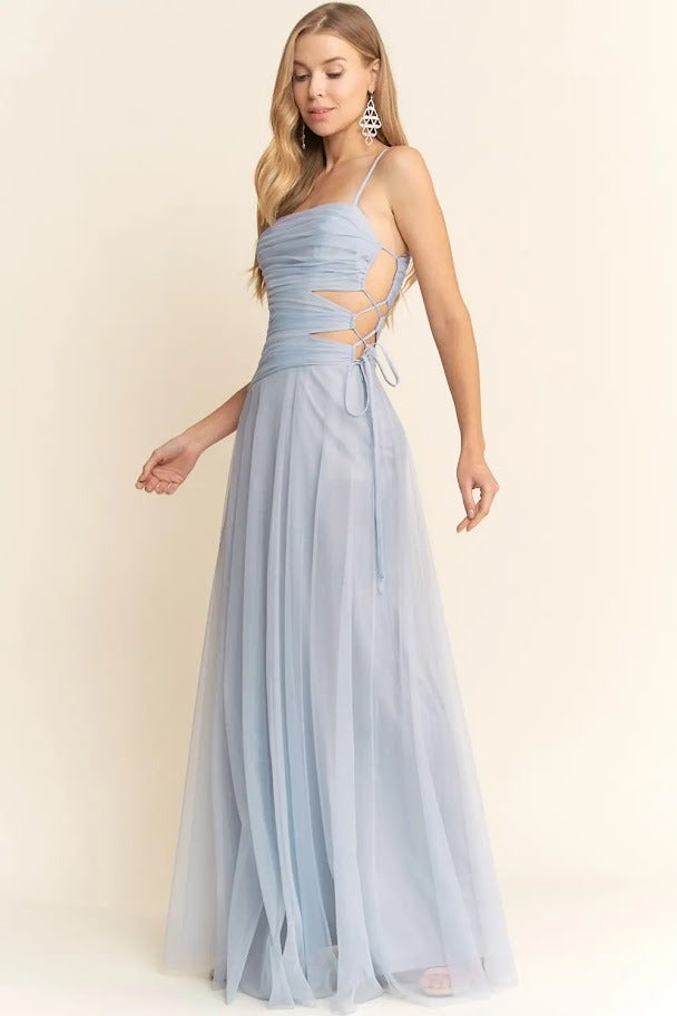 Vestido de fiesta Niza Dusty tul tirantes delgados