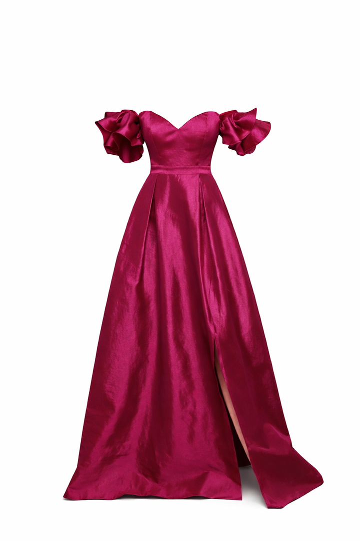 Vestido de fiesta imma rosa satinado largo