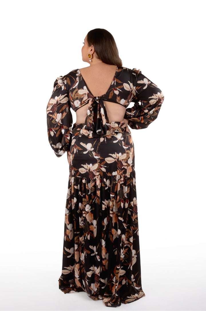 DAKOTA VESTIDO NEGRO FLORAL CURVY