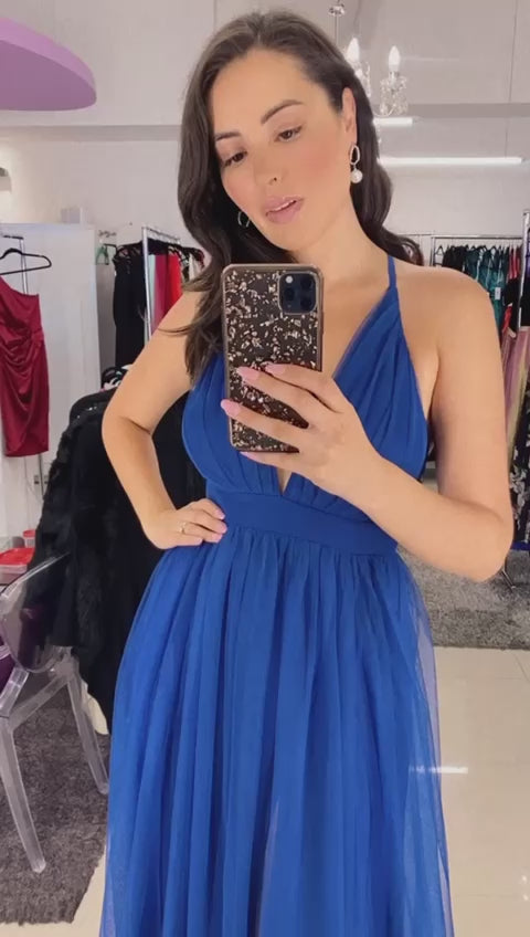 Nueva Orleans Vestido Azul Rey Largo