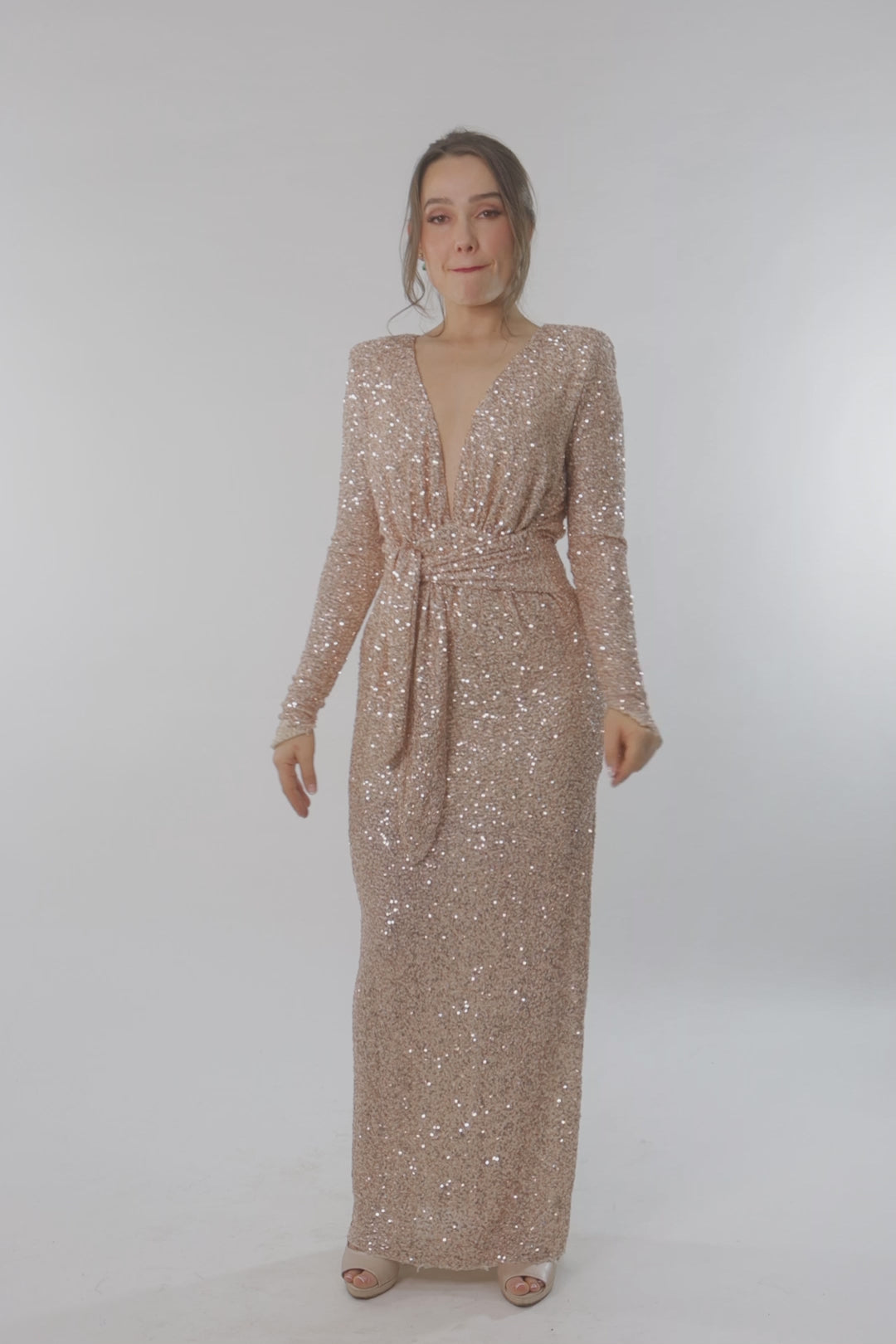 IRINA VESTIDO ROSE GOLD LENTEJUELAS