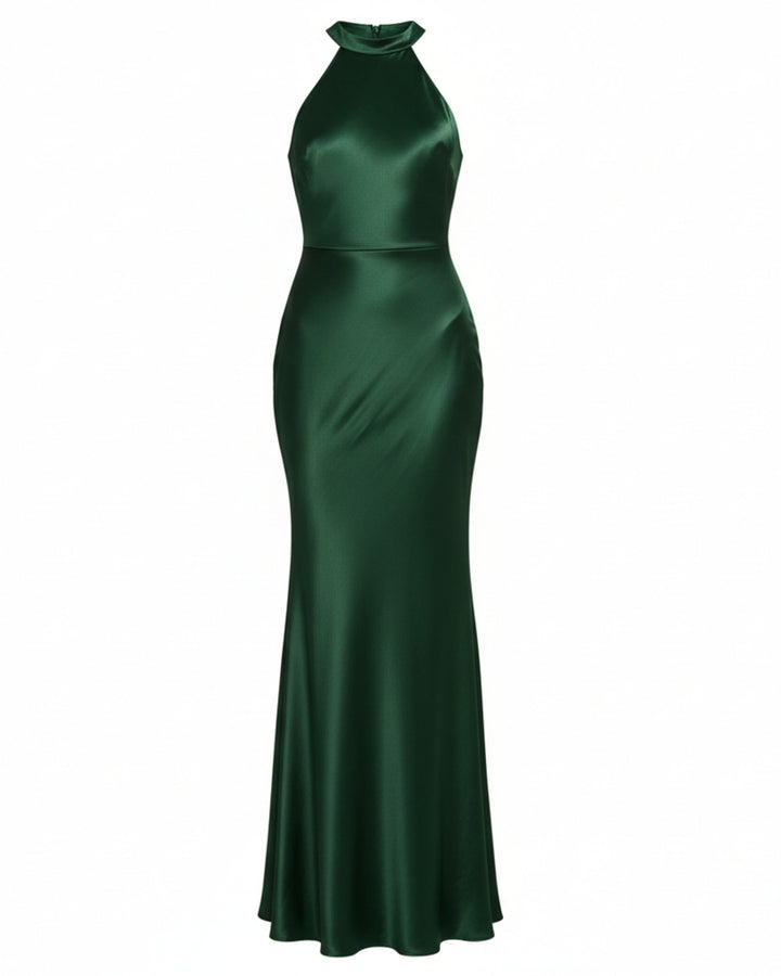 Vestido de fiesta Georgia esmeralda halter