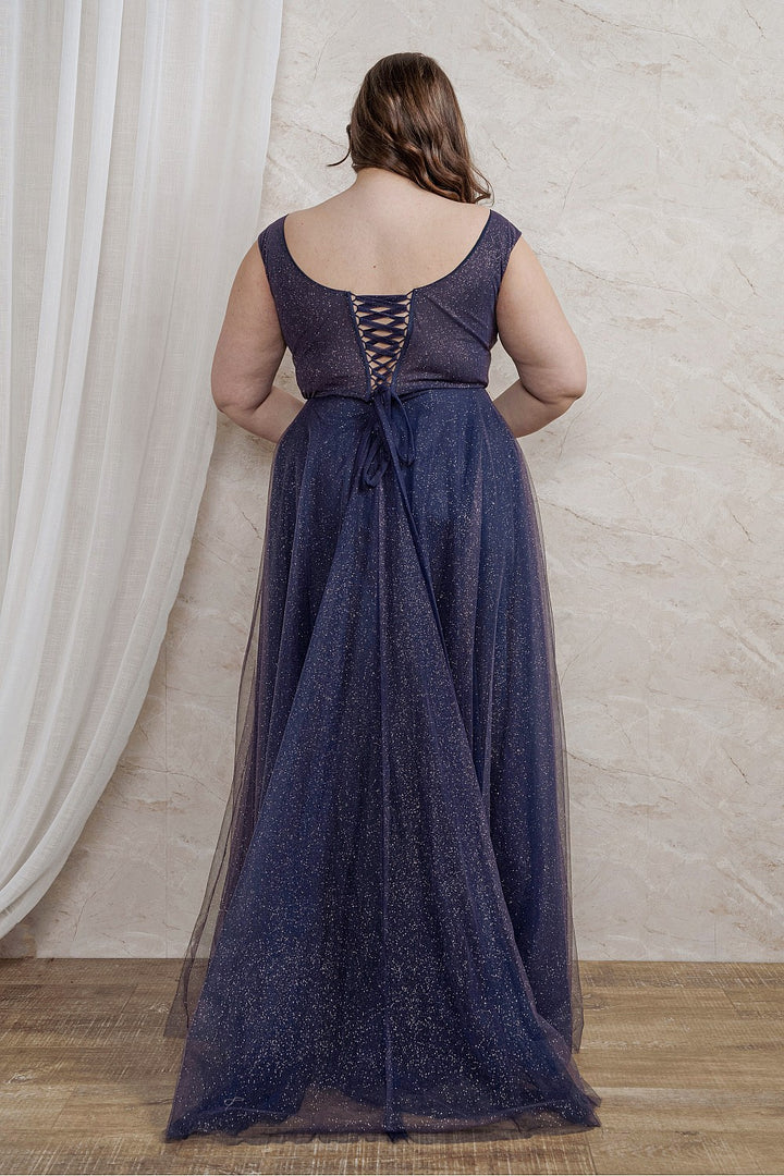 Vestido de fiesta Aurea azul curvy tul