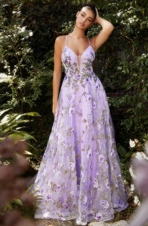 VESTIDO FREDA MORADO FLORAL TUL