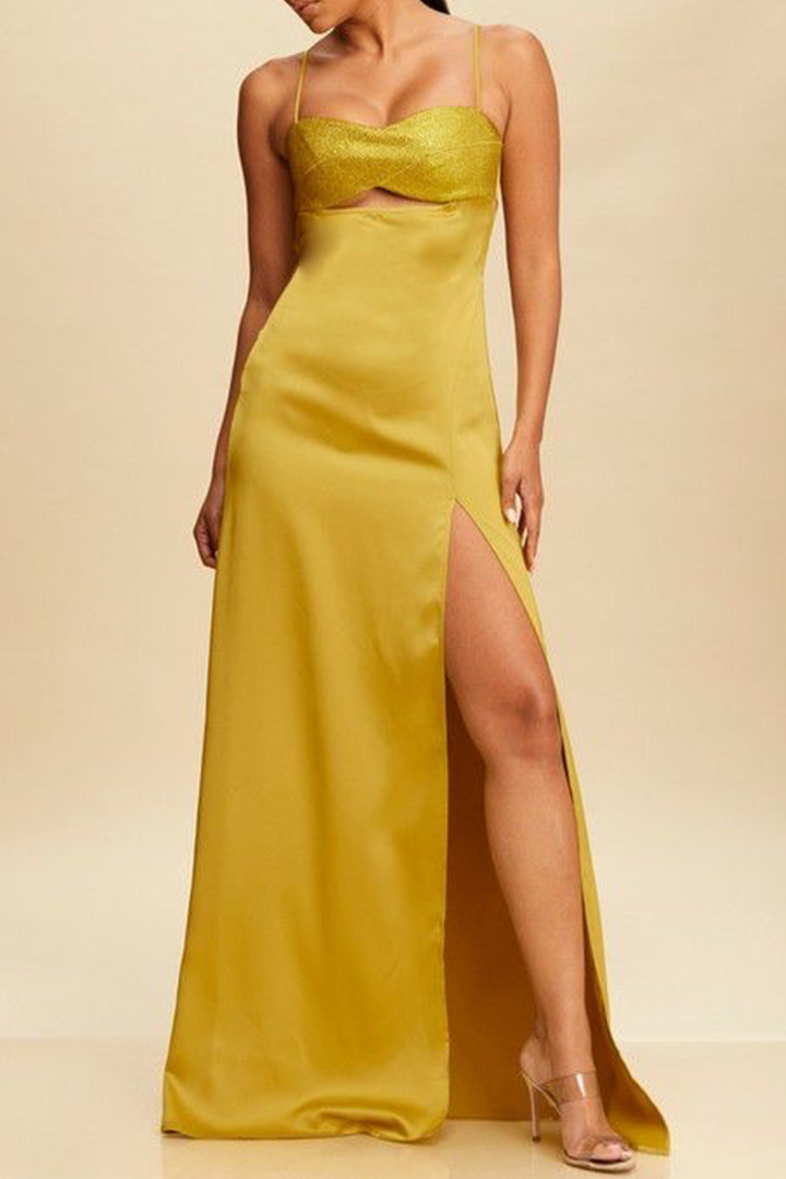 VESTIDO VICTORIA AMARILLO SATINADO