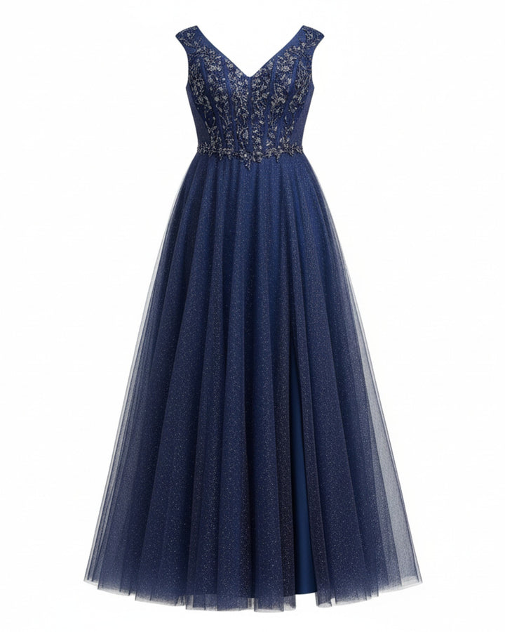 Vestido de fiesta Aurea azul curvy tul